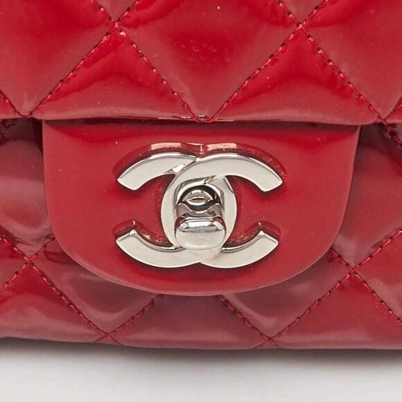 Chanel Red Quilted Patent Leather Classic Medium Double Flap Bag - Picture 12 of 12